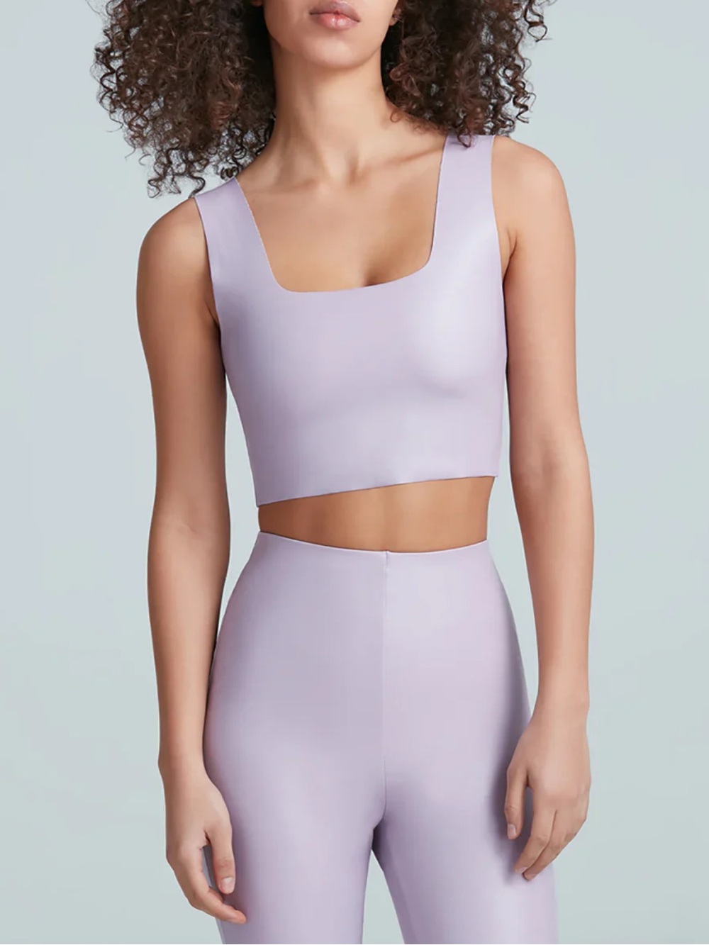 Faux Leather Squareneck Crop Top in Lavender
COMMANDO S